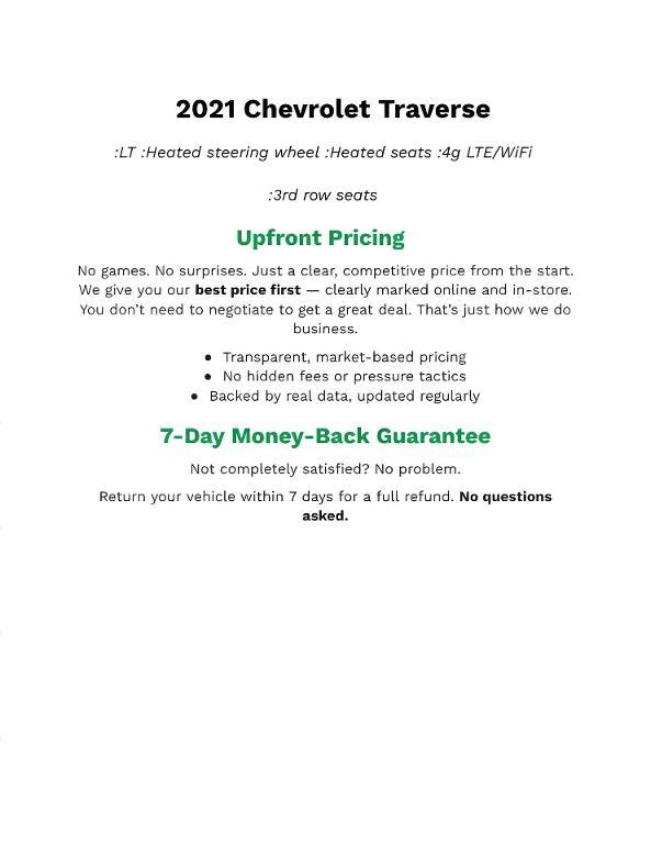 used 2021 Chevrolet Traverse car, priced at $23,304