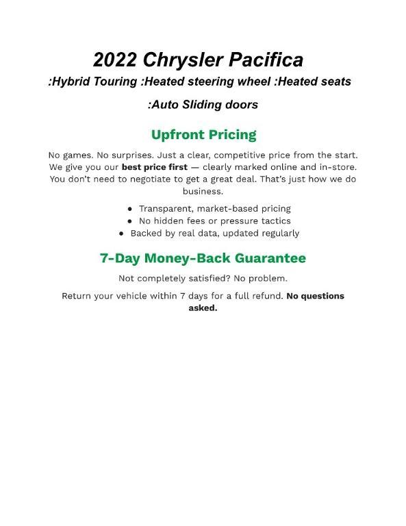 used 2022 Chrysler Pacifica Hybrid car, priced at $25,378