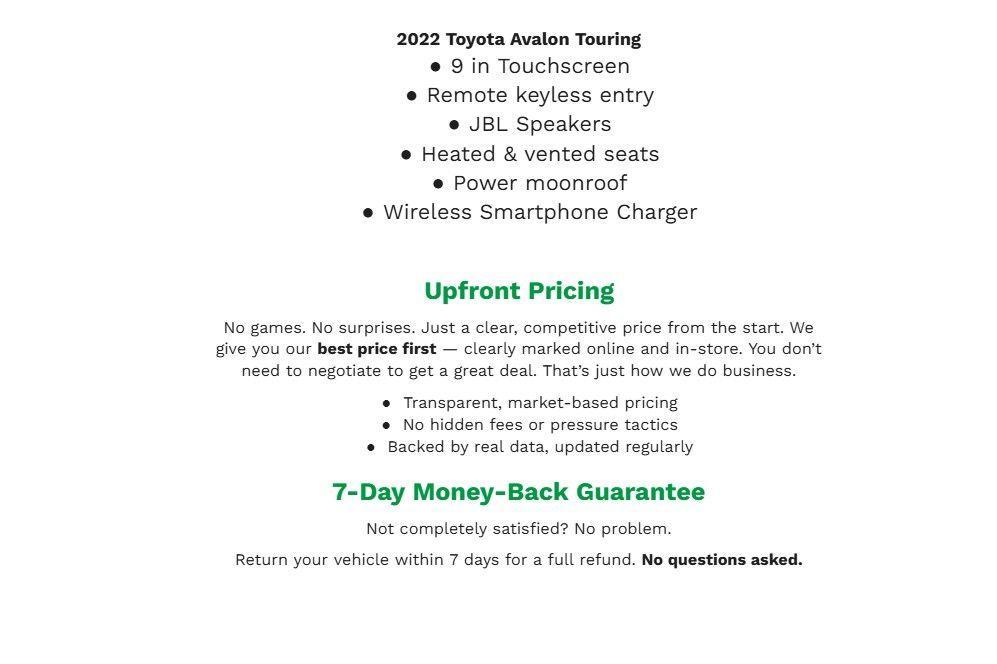 used 2022 Toyota Avalon car, priced at $38,098