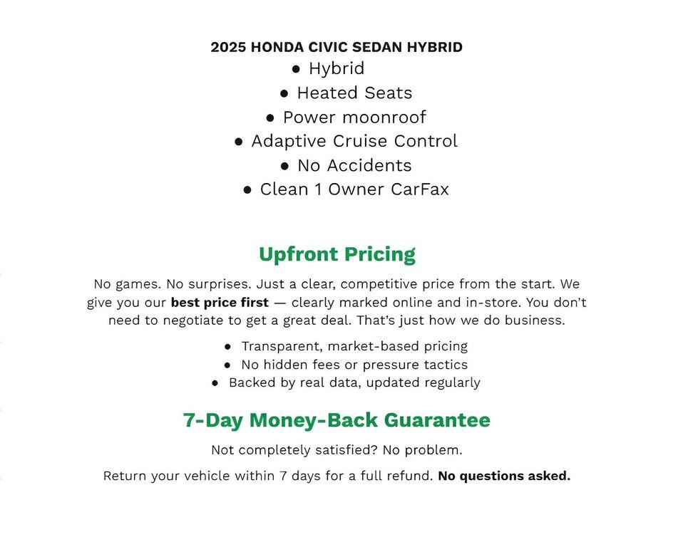 used 2025 Honda Civic Hybrid car, priced at $27,865