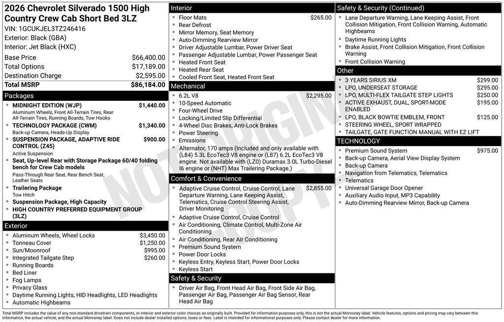 new 2026 Chevrolet Silverado 1500 car, priced at $73,444