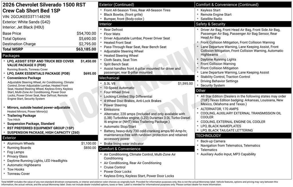 new 2026 Chevrolet Silverado 1500 car, priced at $51,697