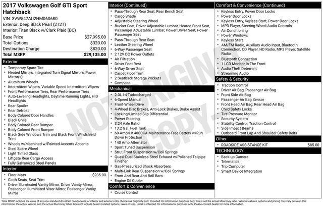 used 2017 Volkswagen Golf GTI car, priced at $11,500