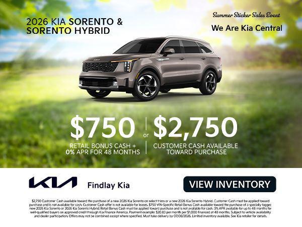 new 2026 Kia Sorento Hybrid car, priced at $44,034