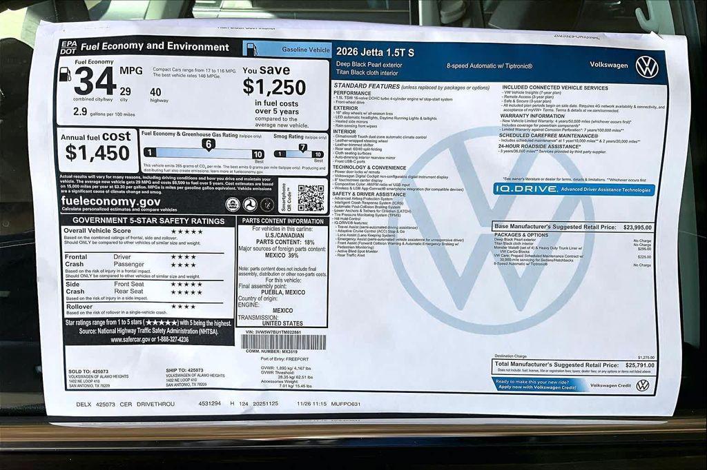 new 2026 Volkswagen Jetta car, priced at $24,971