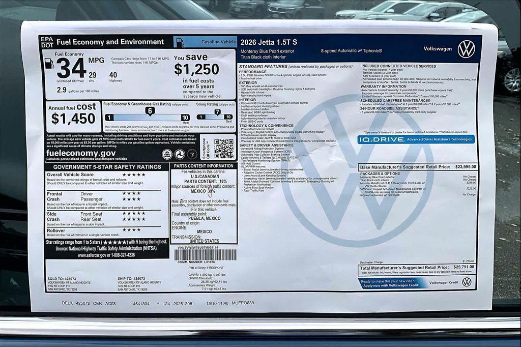 new 2026 Volkswagen Jetta car, priced at $24,971