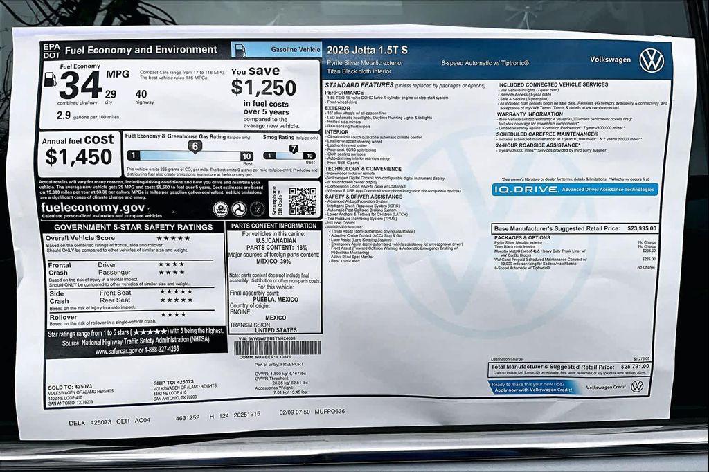 new 2026 Volkswagen Jetta car, priced at $24,971