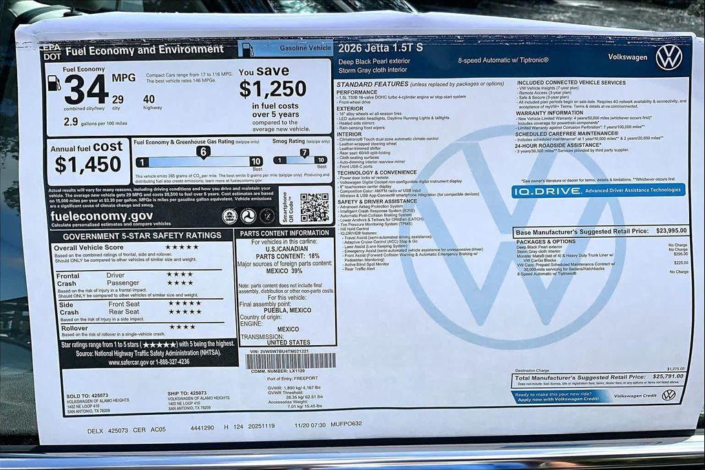new 2026 Volkswagen Jetta car, priced at $24,971
