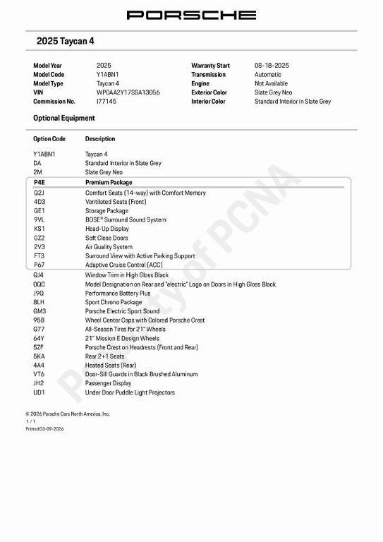 used 2025 Porsche Taycan car, priced at $102,998