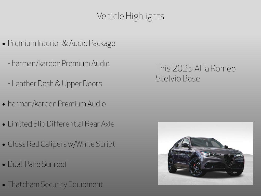 new 2025 Alfa Romeo Stelvio car, priced at $50,500