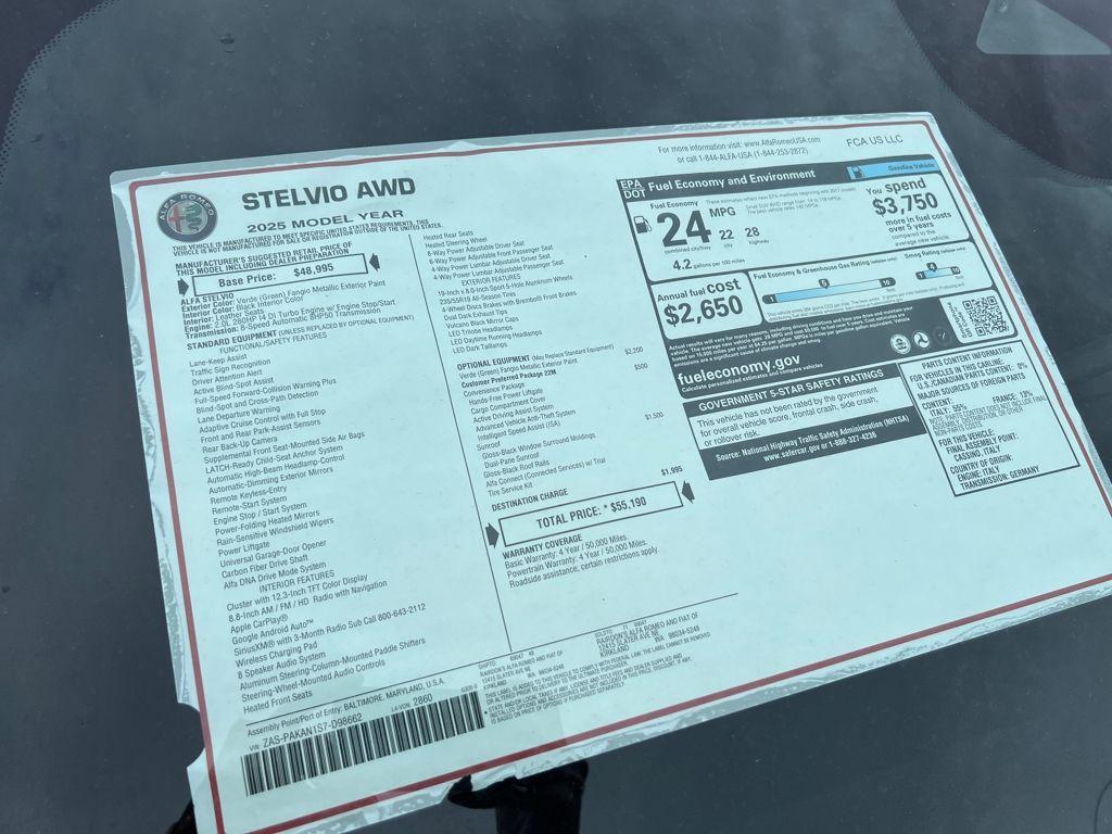 new 2025 Alfa Romeo Stelvio car, priced at $48,000