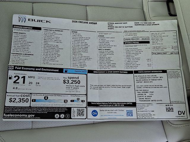 new 2026 Buick Enclave car, priced at $62,861