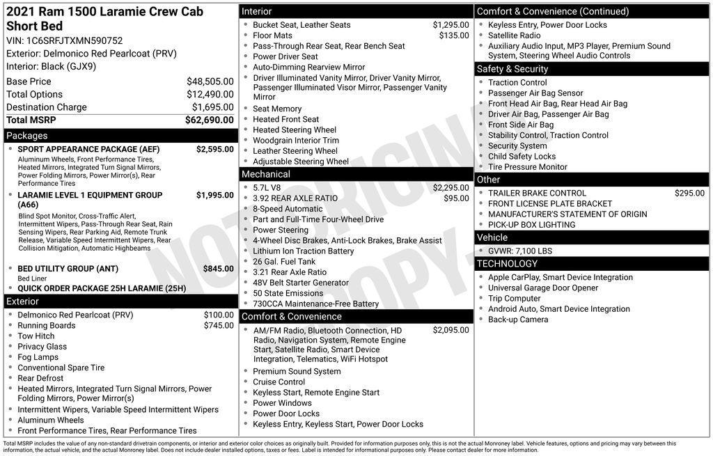 used 2021 Ram 1500 car, priced at $32,999