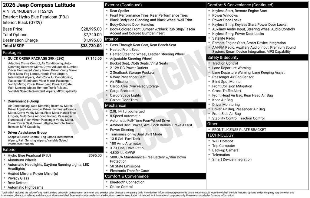 new 2026 Jeep Compass car, priced at $28,418