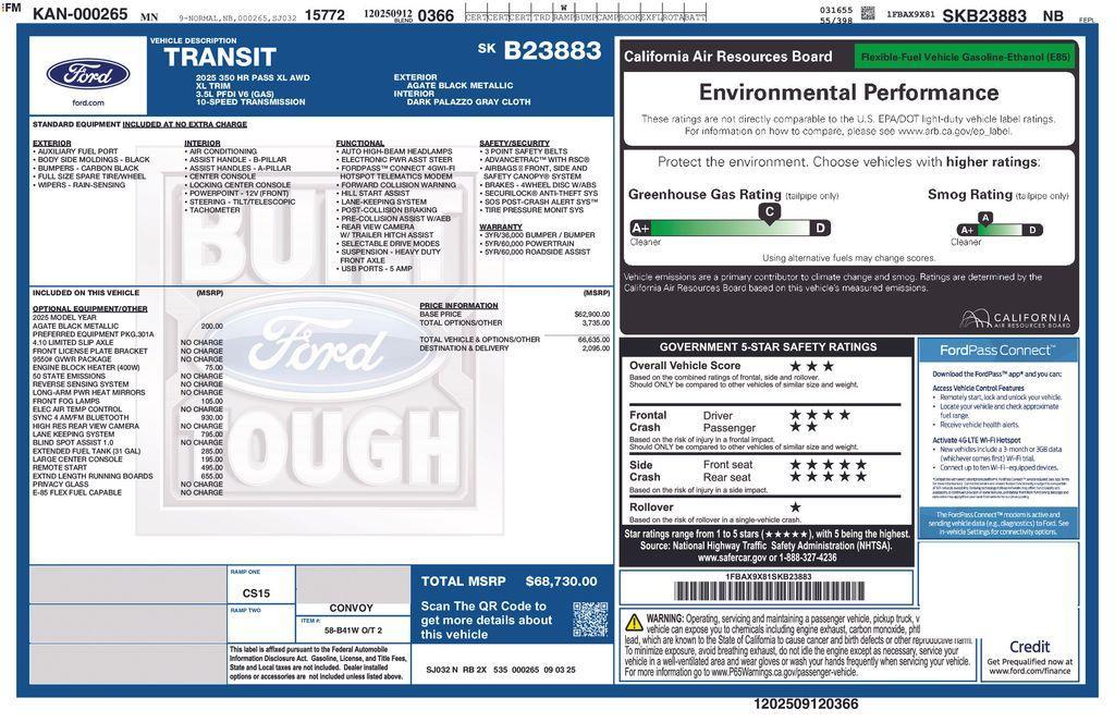 new 2025 Ford Transit-350 car, priced at $64,222
