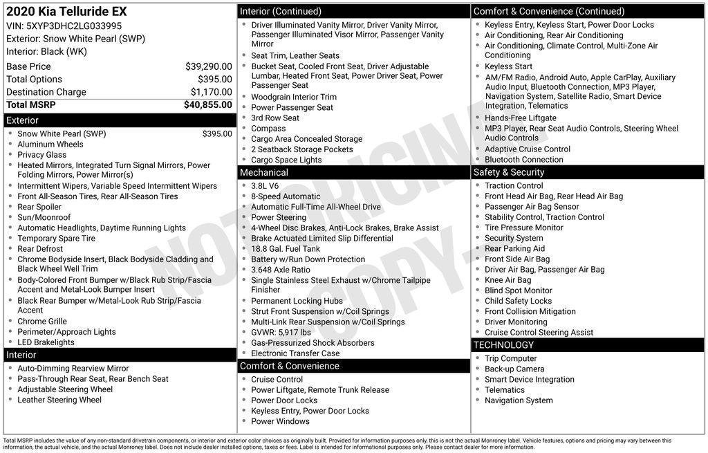 used 2020 Kia Telluride car, priced at $19,989