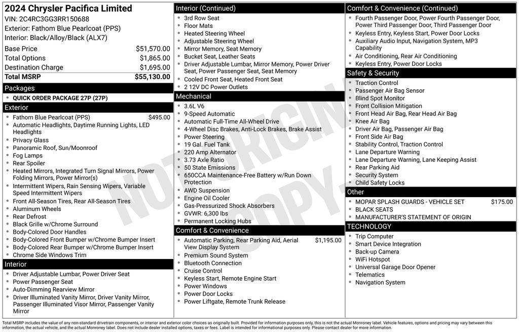 used 2024 Chrysler Pacifica car, priced at $42,499