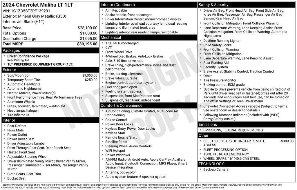 used 2024 Chevrolet Malibu car, priced at $17,499