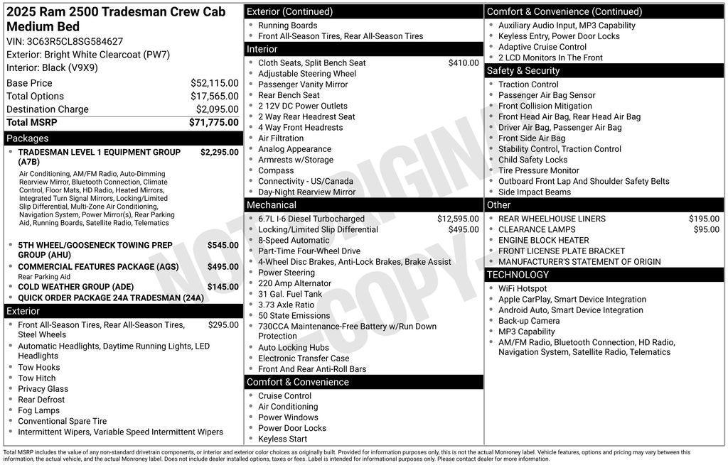 new 2025 Ram 2500 car, priced at $57,436