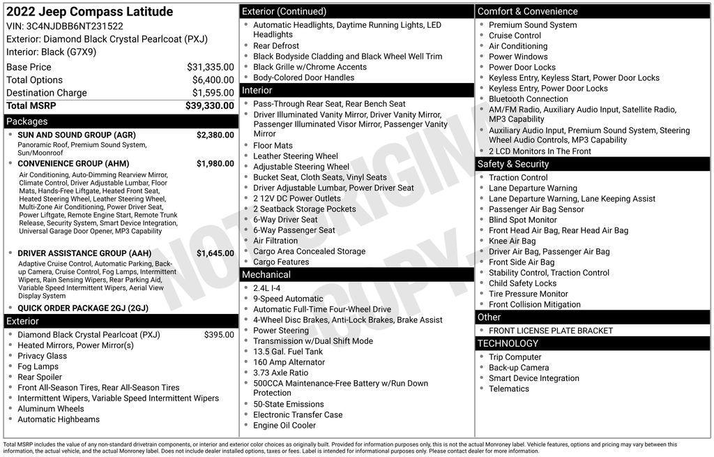 used 2022 Jeep Compass car, priced at $20,799