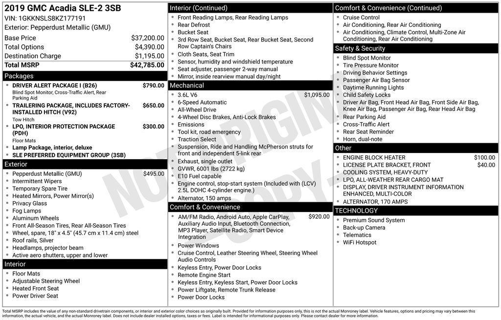 used 2019 GMC Acadia car, priced at $19,999