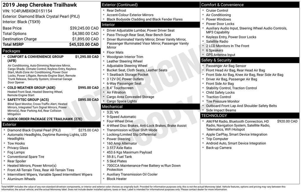 used 2019 Jeep Cherokee car, priced at $15,949