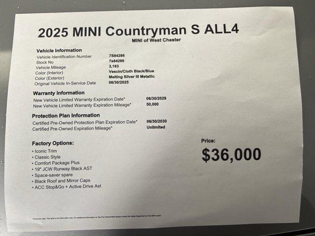 used 2025 MINI Countryman car, priced at $36,000