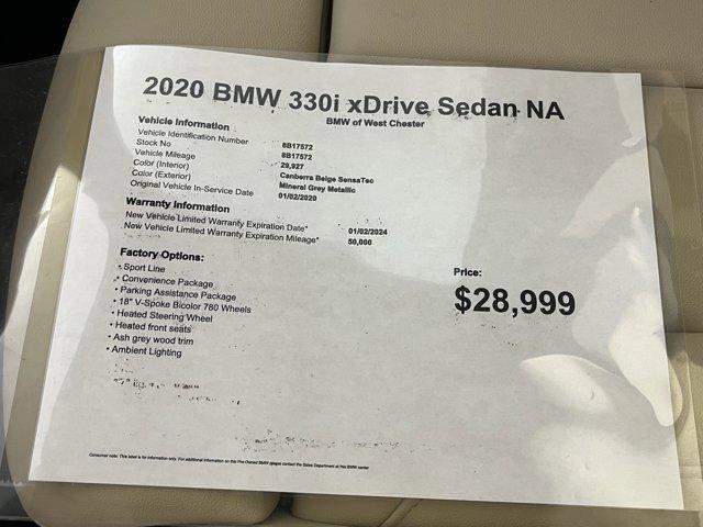 used 2020 BMW 330 car, priced at $28,999