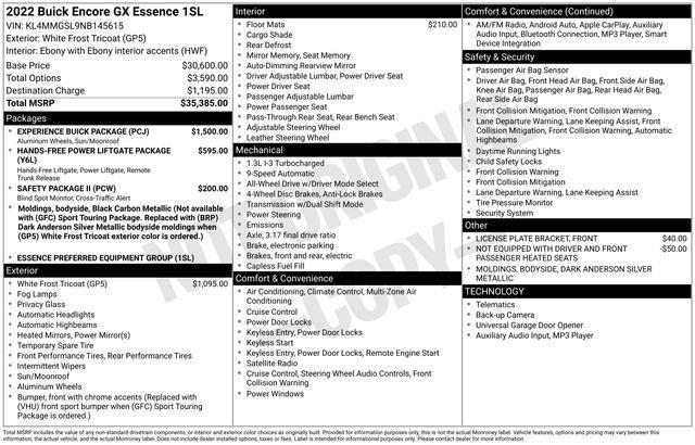 used 2022 Buick Encore GX car, priced at $21,954