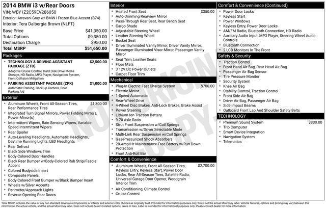 used 2014 BMW i3 car, priced at $8,495