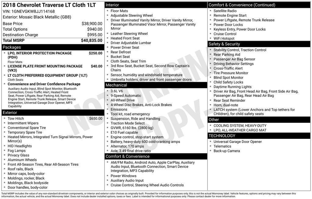 used 2018 Chevrolet Traverse car, priced at $17,876