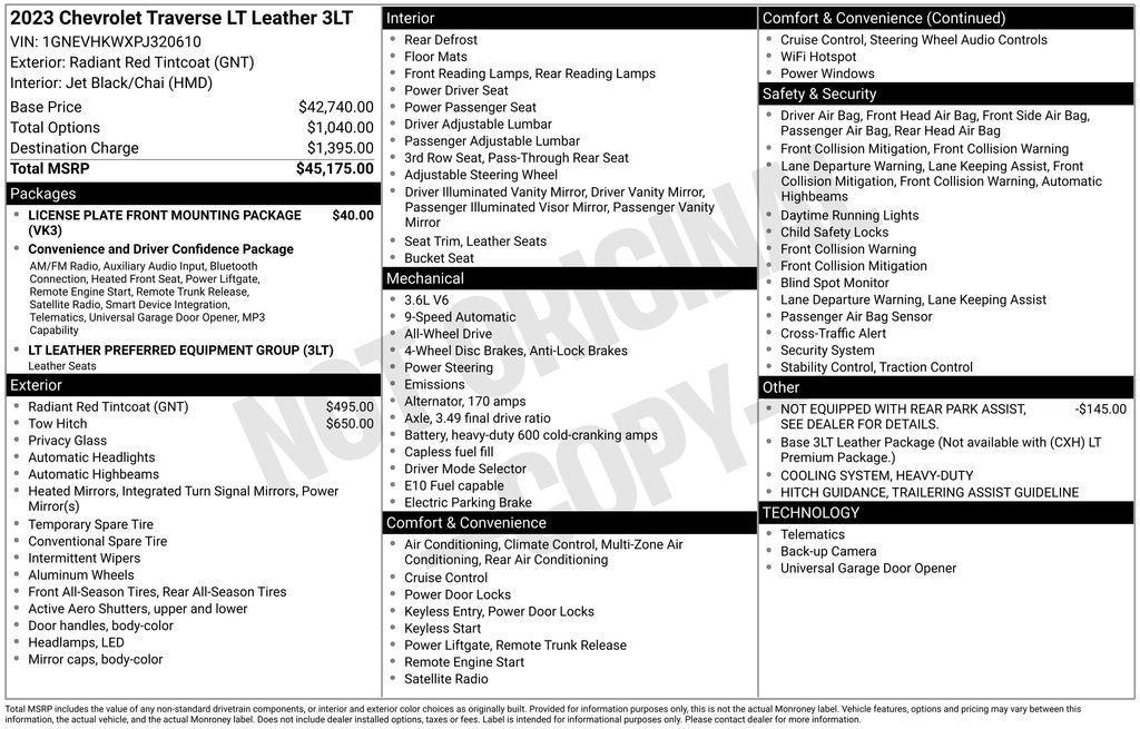 used 2023 Chevrolet Traverse car, priced at $33,277