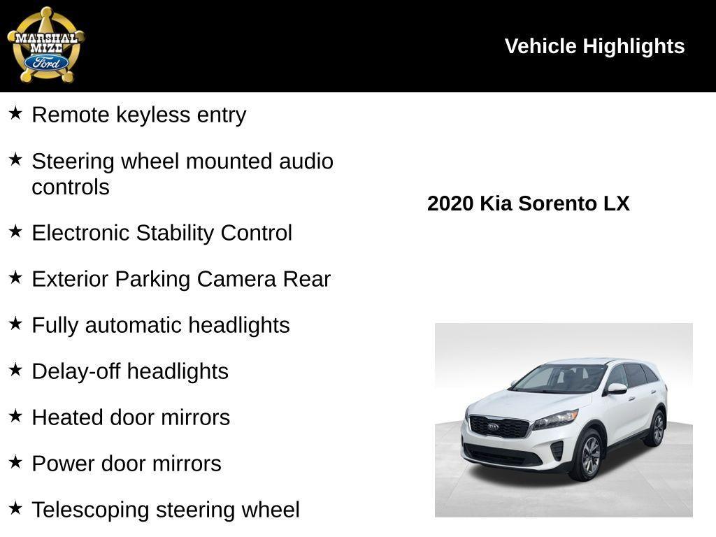 used 2020 Kia Sorento car, priced at $14,284
