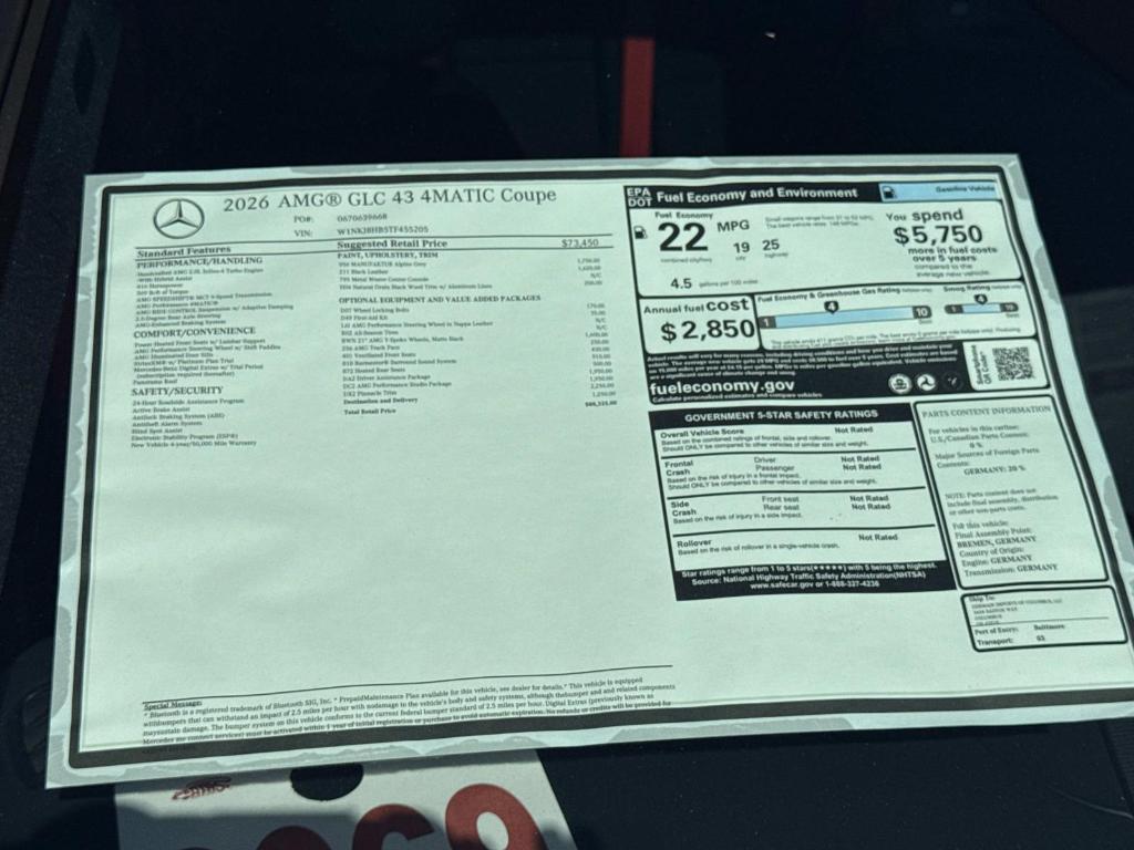 new 2026 Mercedes-Benz AMG GLC 43 car, priced at $88,335