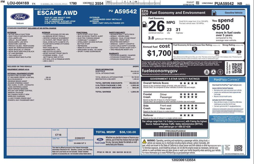 used 2023 Ford Escape car, priced at $31,369