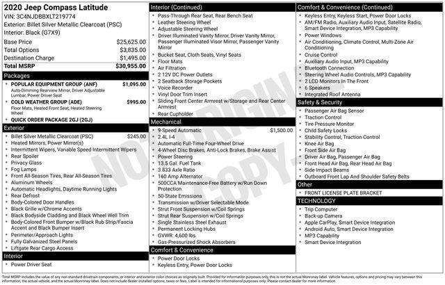 used 2020 Jeep Compass car, priced at $13,999