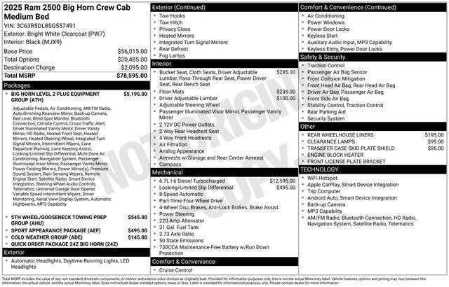 new 2025 Ram 2500 car, priced at $69,705