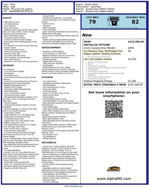 used 2023 Audi RS e-tron GT car, priced at $59,750