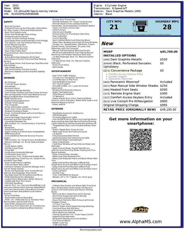 used 2022 BMW X3 car, priced at $20,000