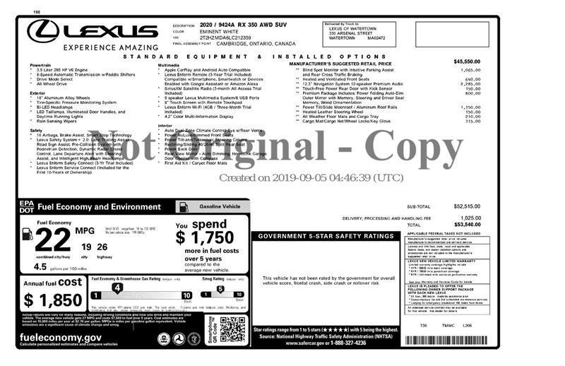 used 2020 Lexus RX 350 car, priced at $28,900