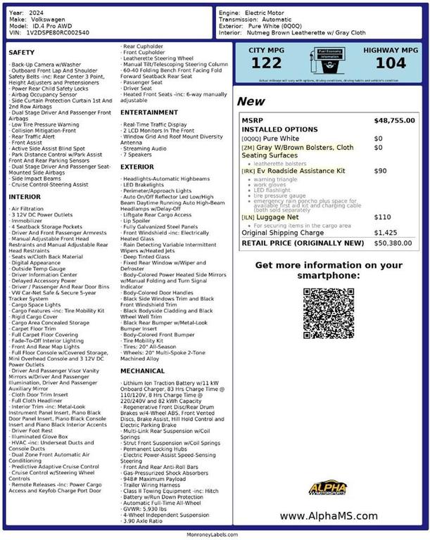 used 2024 Volkswagen ID.4 car, priced at $23,900