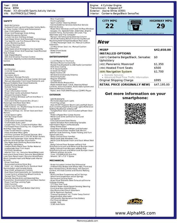 used 2018 BMW X3 car, priced at $11,000