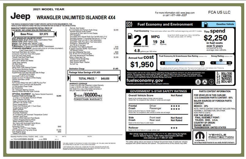 used 2021 Jeep Wrangler Unlimited car, priced at $25,500