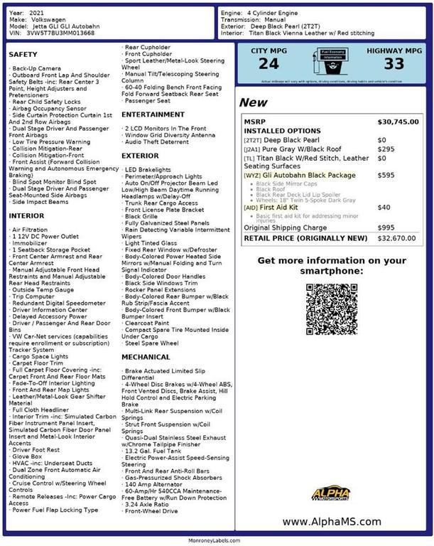 used 2021 Volkswagen Jetta GLI car, priced at $13,750