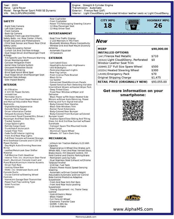 used 2023 Land Rover Range Rover Sport car, priced at $65,500