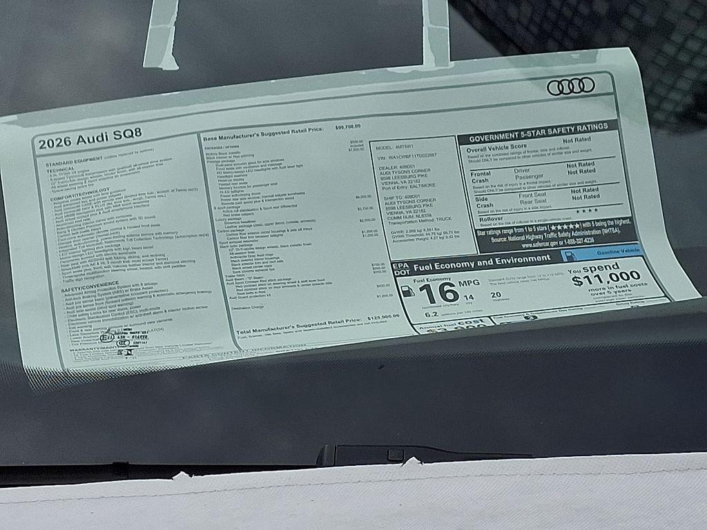new 2026 Audi SQ8 car, priced at $125,905