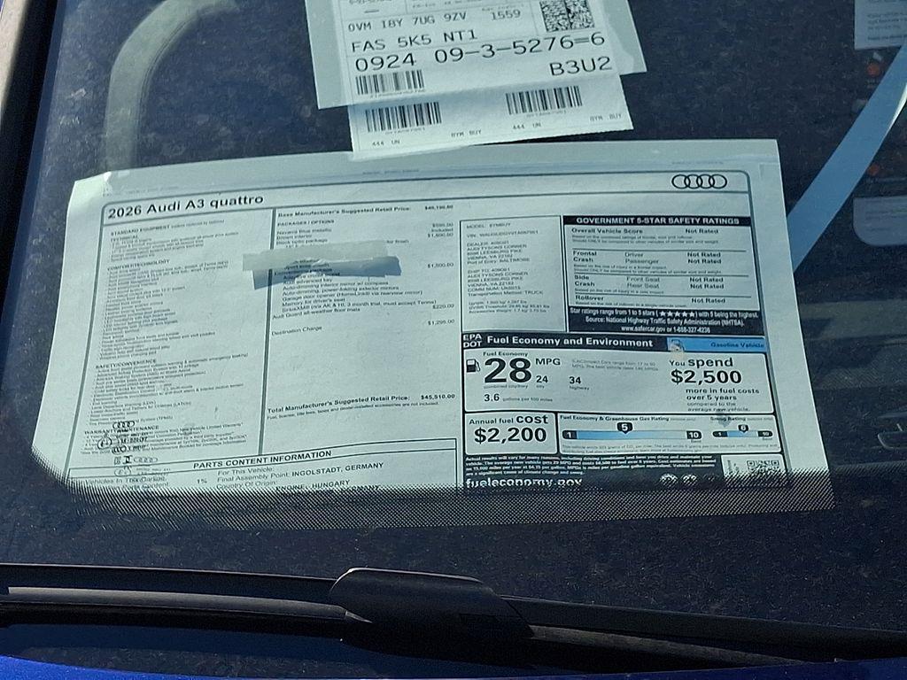 new 2026 Audi A3 car, priced at $45,510