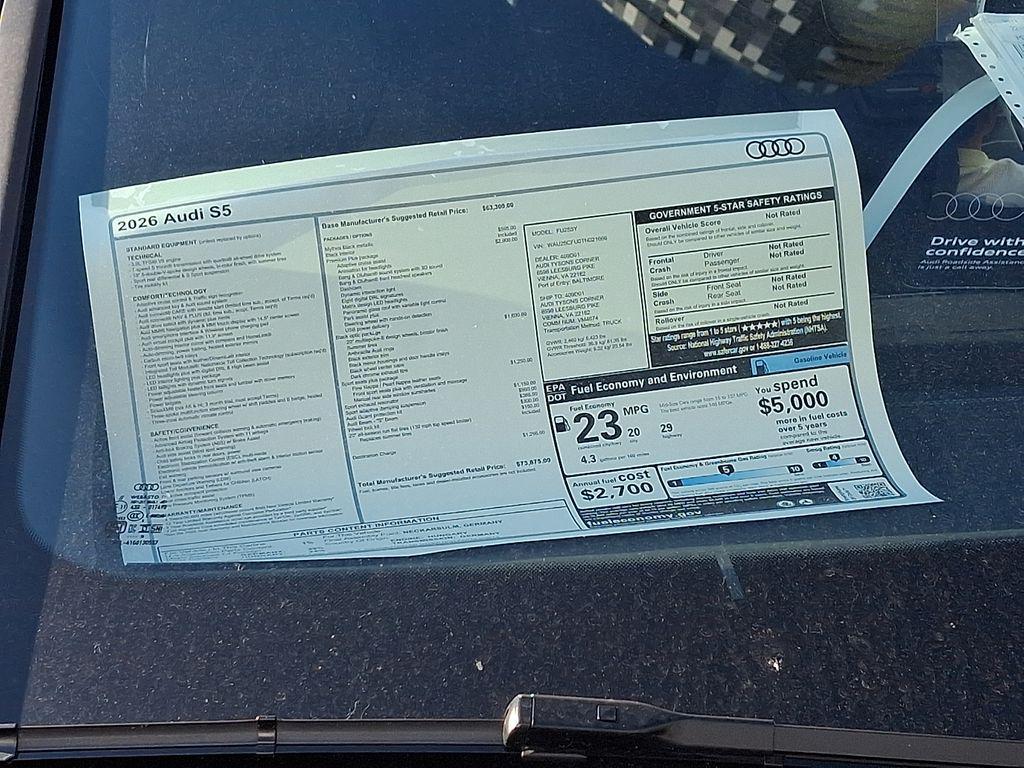 new 2026 Audi S5 car, priced at $73,875