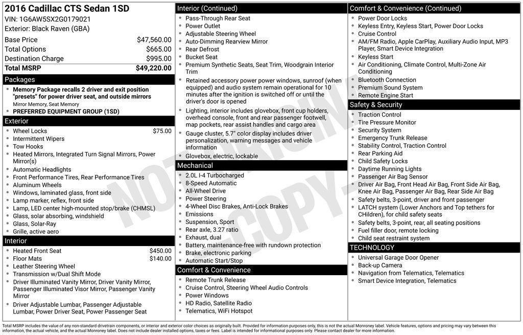 used 2016 Cadillac CTS car, priced at $15,000