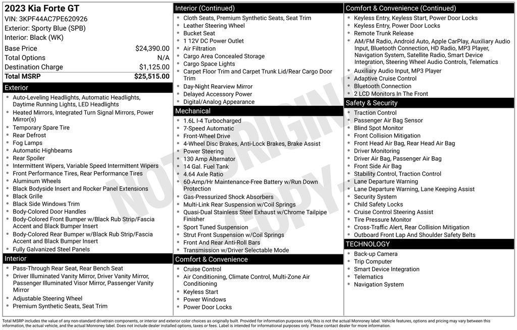 used 2023 Kia Forte car, priced at $20,000